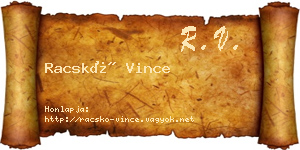 Racskó Vince névjegykártya